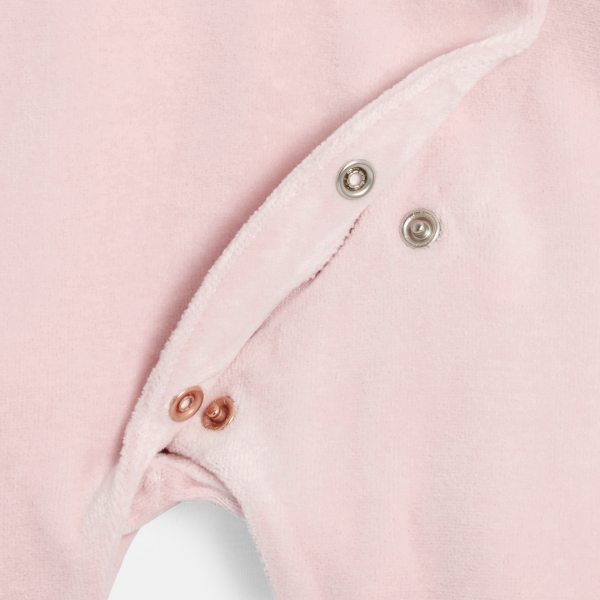 بذلة نوم مخملية برسمة فأر، باللون الوردي للفتيات الصغيرات